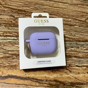 Guess Purple Silicone Apple AirPods Pro Case Cover